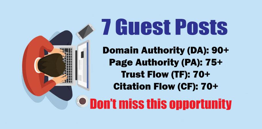 Publish 7 Guest Posts on DA90+ to Boost Keyword Ranking