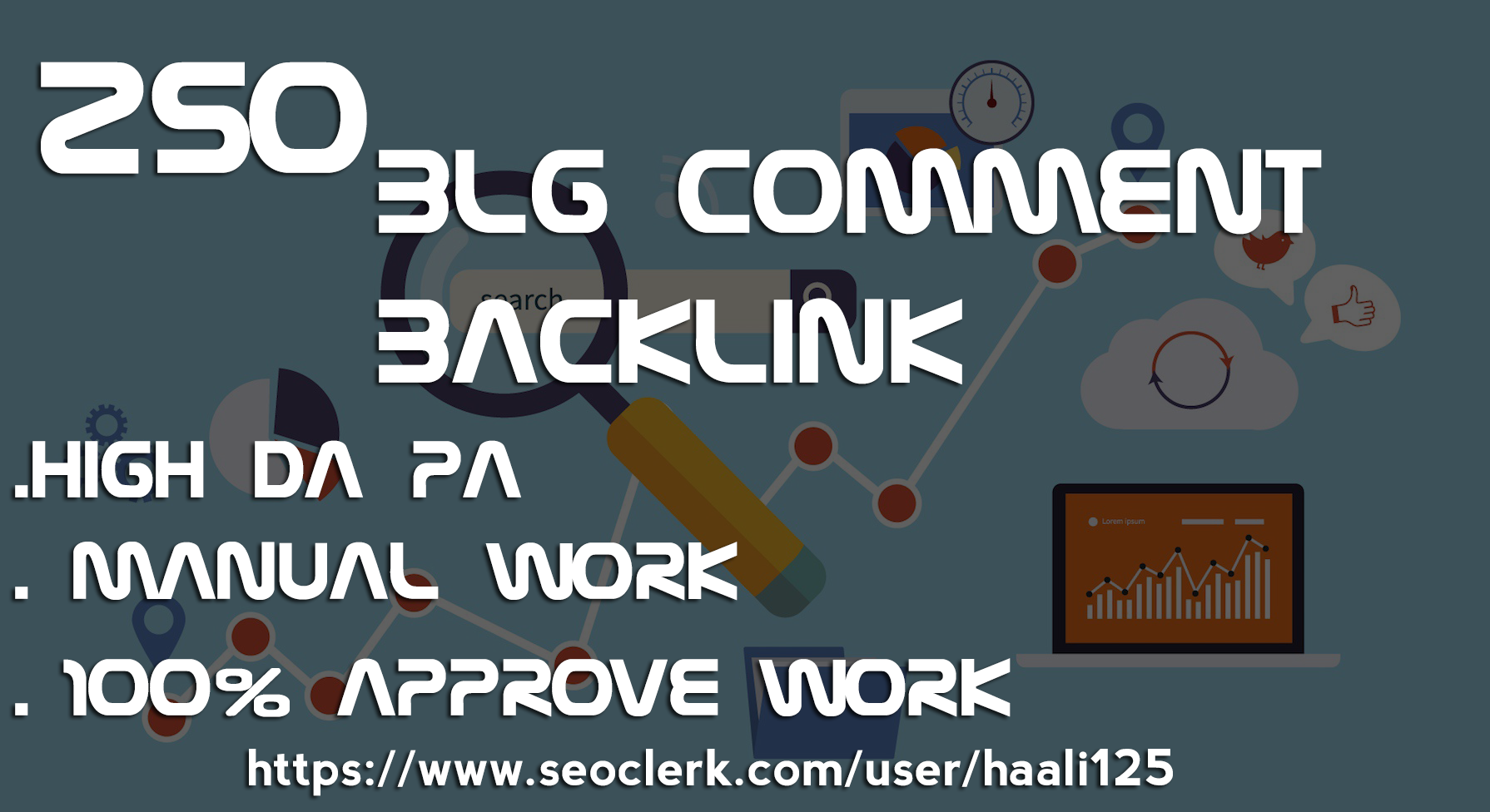 I will 250 manual dofollow blog comment backlinks with high da pa