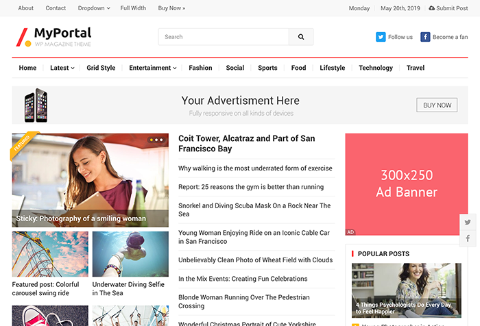MyPortal Magazine WordPress Theme by HappyThemes