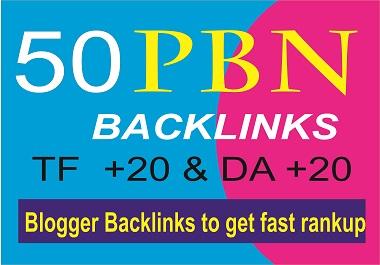 50 Homepage PBN Blog backlinks - TF +20, FC up to 50 and DA +40 fast ranking help at Google