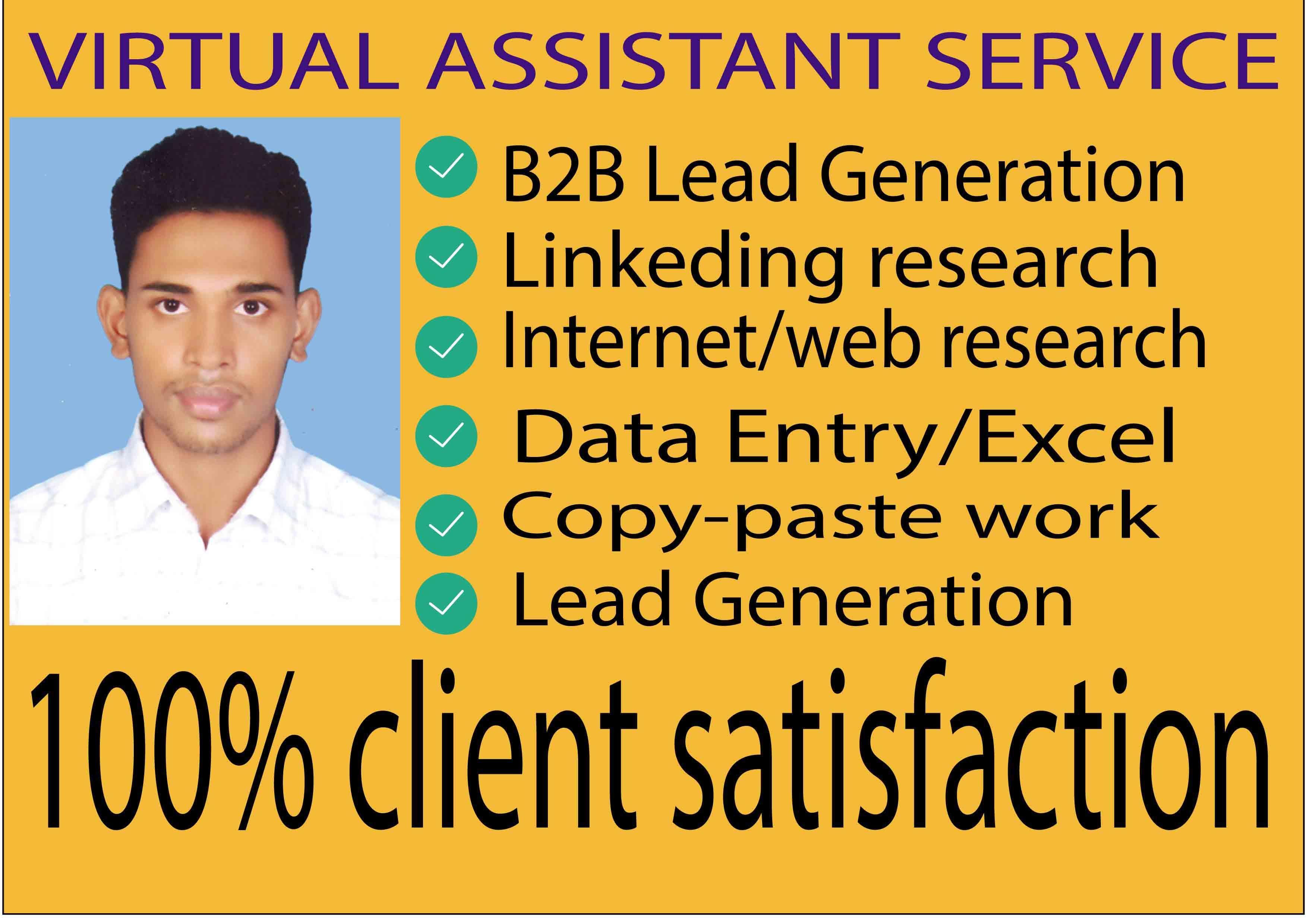 I will data entry, lead generation, copy paste, web research and excel data entry
