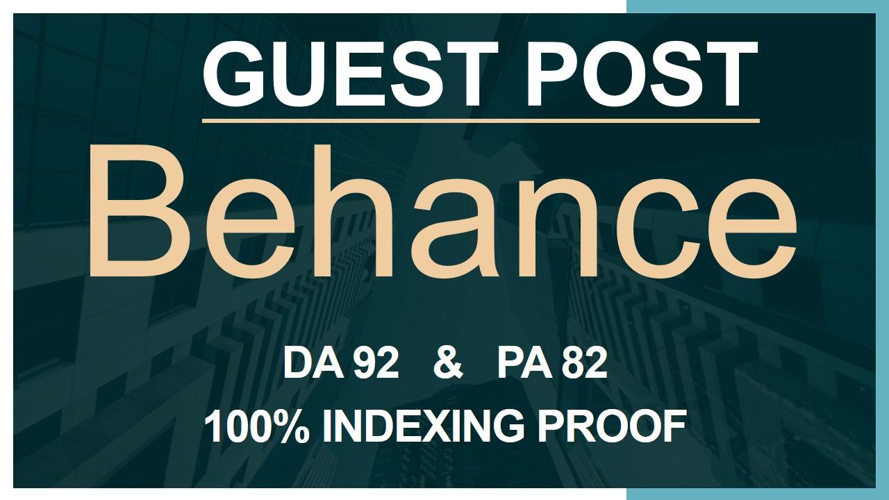 Get GuestPost with DoFolow backlink on behance DA 92 100% Indexing Proof