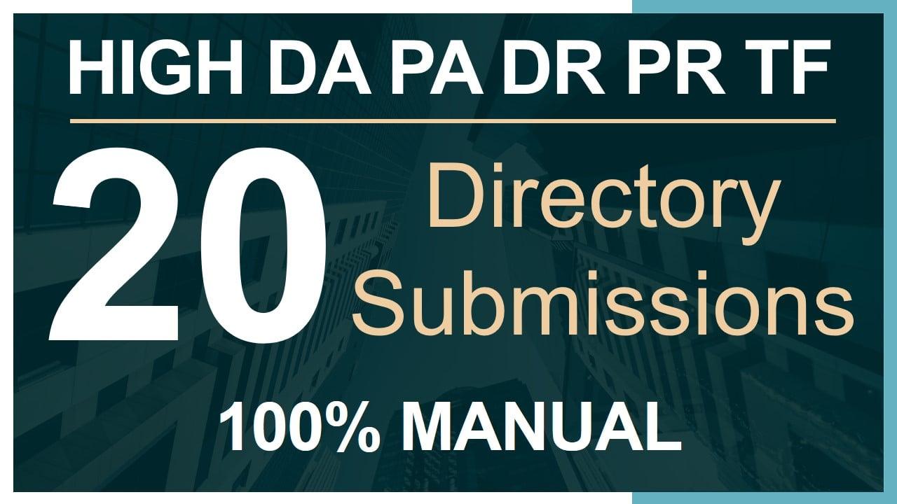 Get 20 Directory Submissions on High DA PA 
