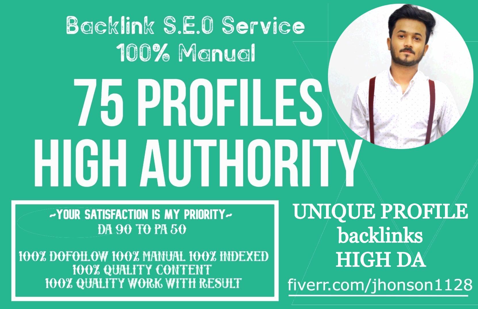 I will do high authority 75 profile backlinks da100 and tf50