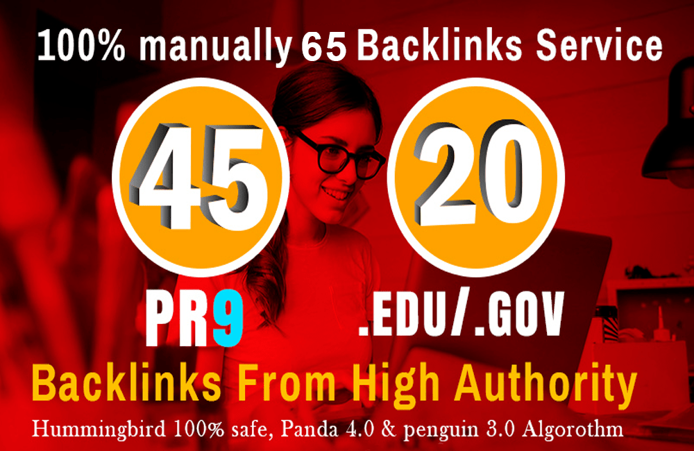 45 PR9 + 20 EDU GOV Backlinks From Authority Domain For SEO Rank