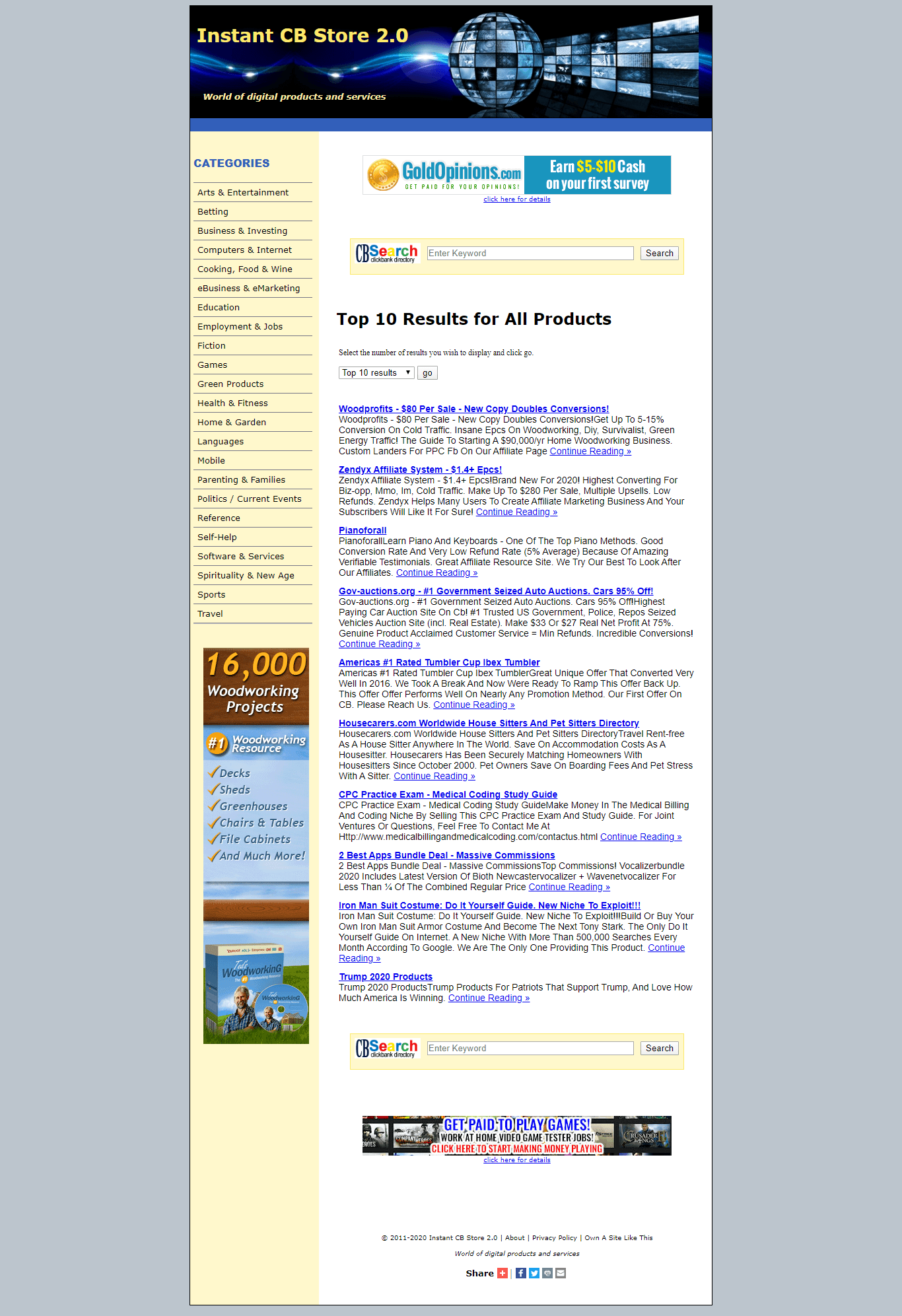 Autopilot Clickbank Affiliate Products Directory Website/Store - Earn On Autopilot 