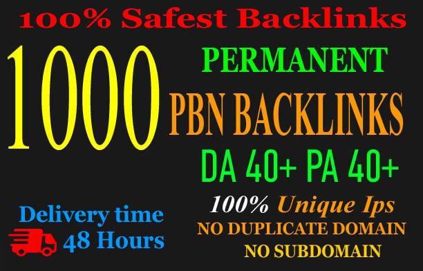 Build 1000+parmanent PBN with High DA 40+ PA 40+ and 100 Dofollow with