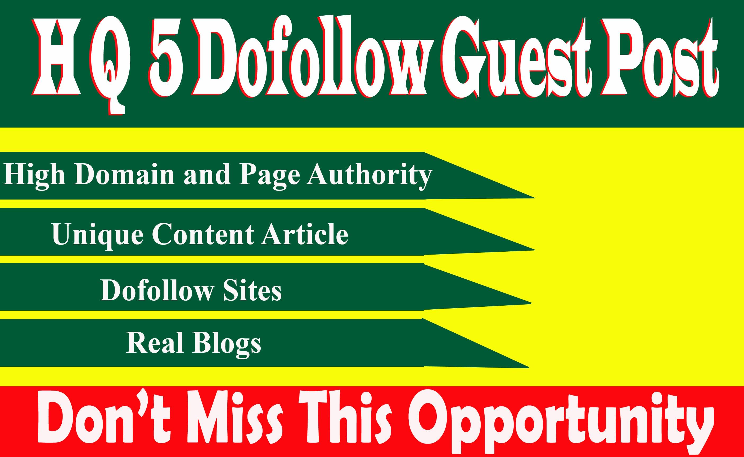 Write And Publish 5 Dofollow Guest Posts On High Traffic DA 89+ Sites With permanent and indexable