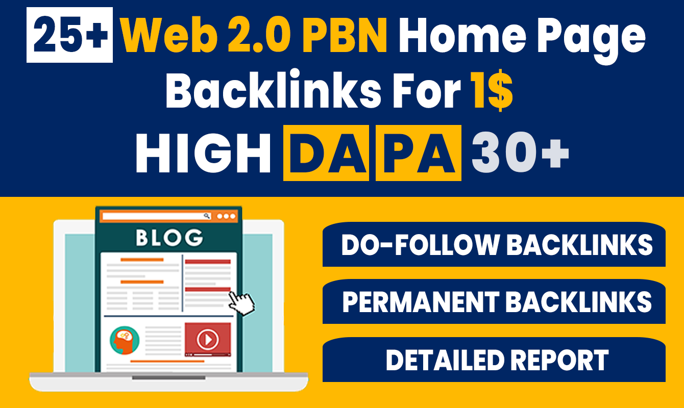 25+ High DA PA Permanent Web 2.0 PBN Home Page Back-links