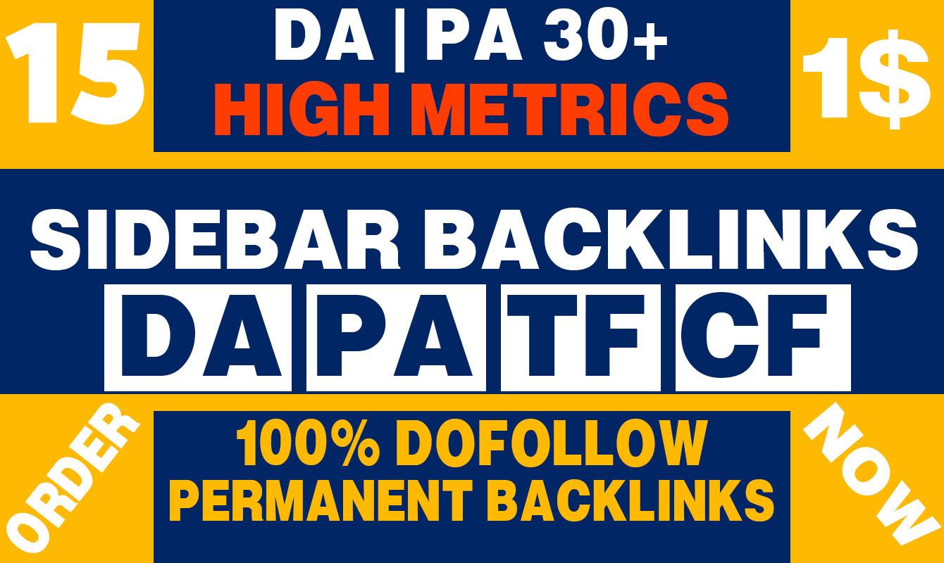 Permanent 15 Sidebar Dofollow Backlink on High DA PA 30+ PBN Home Page 