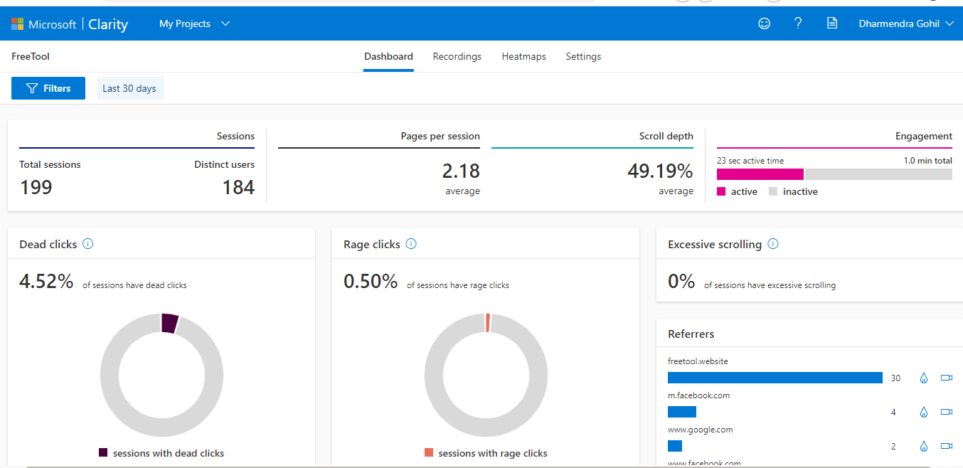 Setup Bing Webmaster and Microsoft Clarity dashboard for a Website