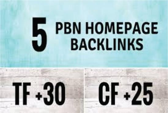 I will do permanent 10 homepage pbn backlinks tf cf 30