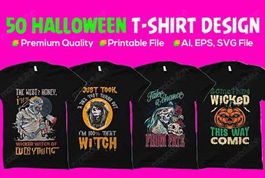 50+ Halloween t-shirt design bundle