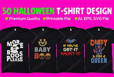 50+ Halloween t-shirt design bundle