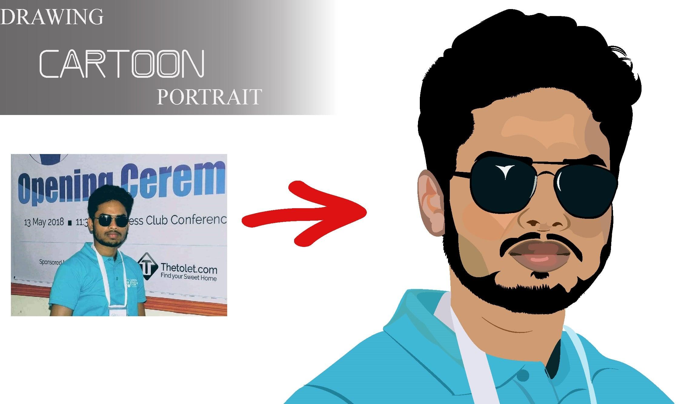 image to vector, vector art and cartoon portrait 