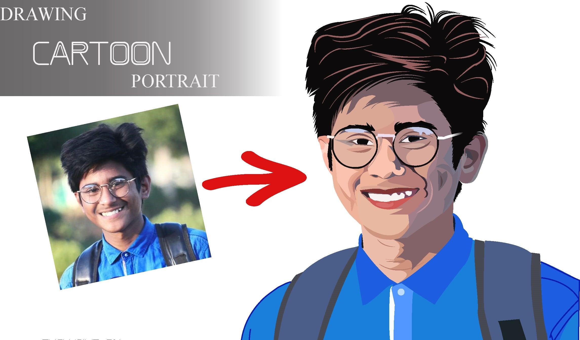image to vector, vector art and cartoon portrait 