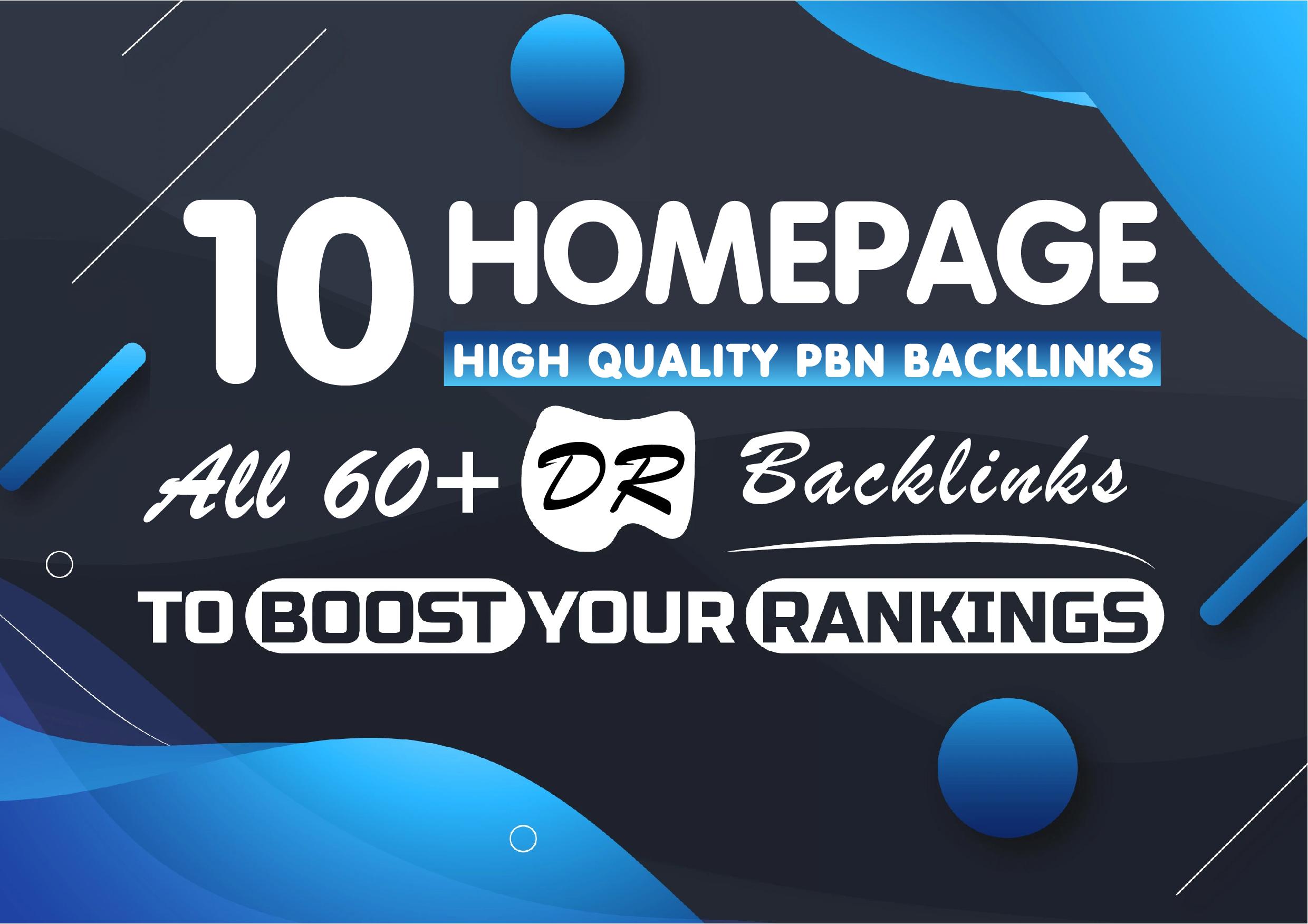 10 High Quality Homepage PBN Backlinks in DR 60+