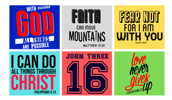 I will provide 8 bible verse t-shirt designs