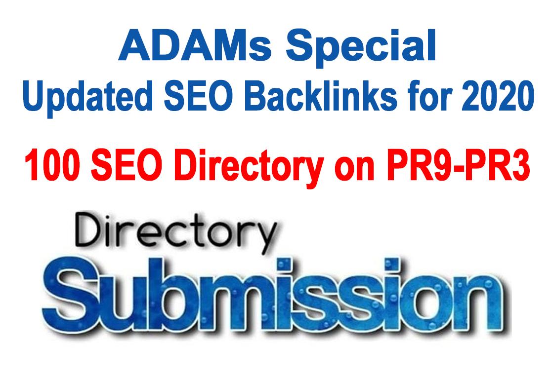 100 Seo Friendly Directory Submission Backlinks on PR9-PR3