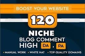 Provide 120 High Quality Niche Relevant Blog Comments Backlinks 