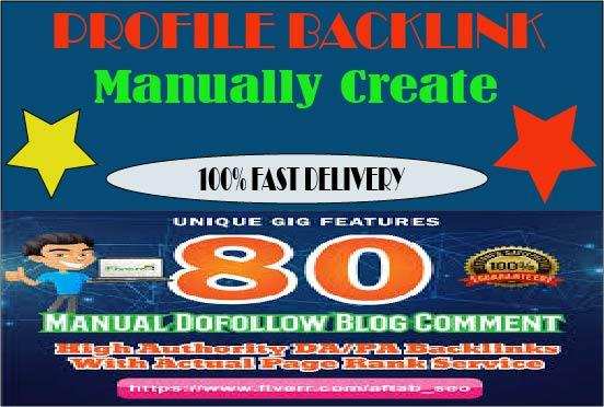 Manually Create 80 Profile Backlinks On High PR, Da Sites And SEO