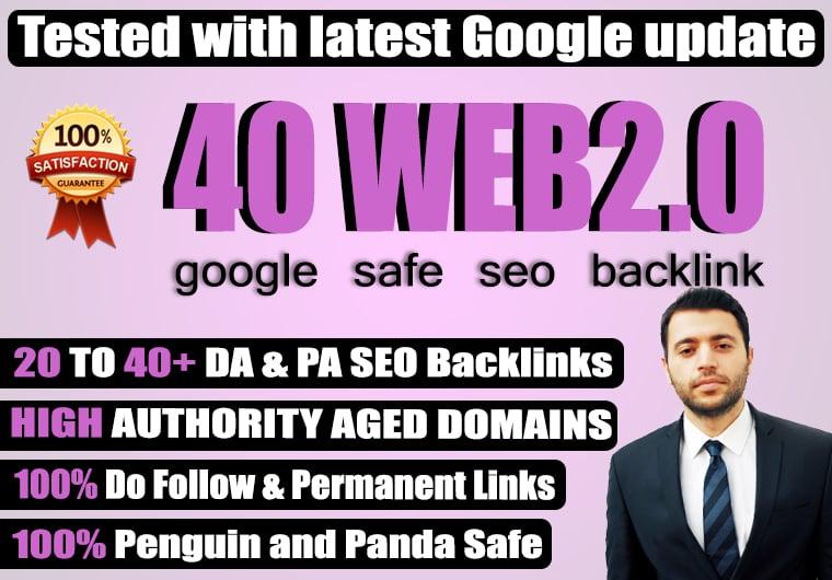 [ LIMITED TIME OFFER ] 40 High Quality all Dofollow high DA PA TF CF web2.0 Backlinks