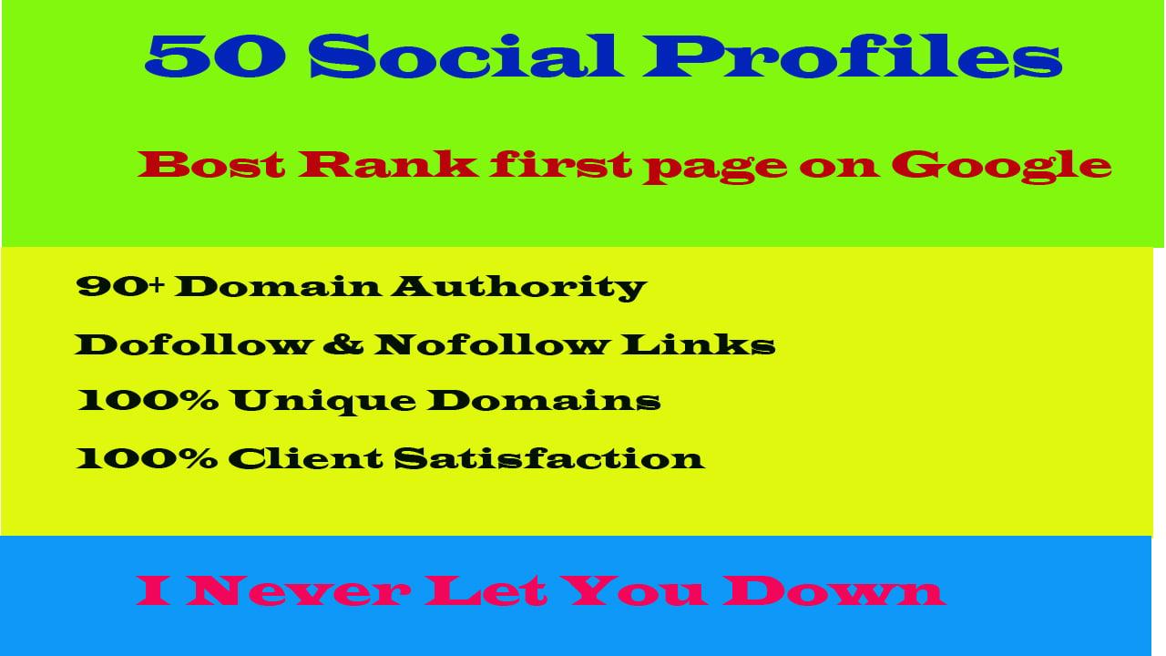 I will build 20 high da and pa social profile setup or profile creations backlinks