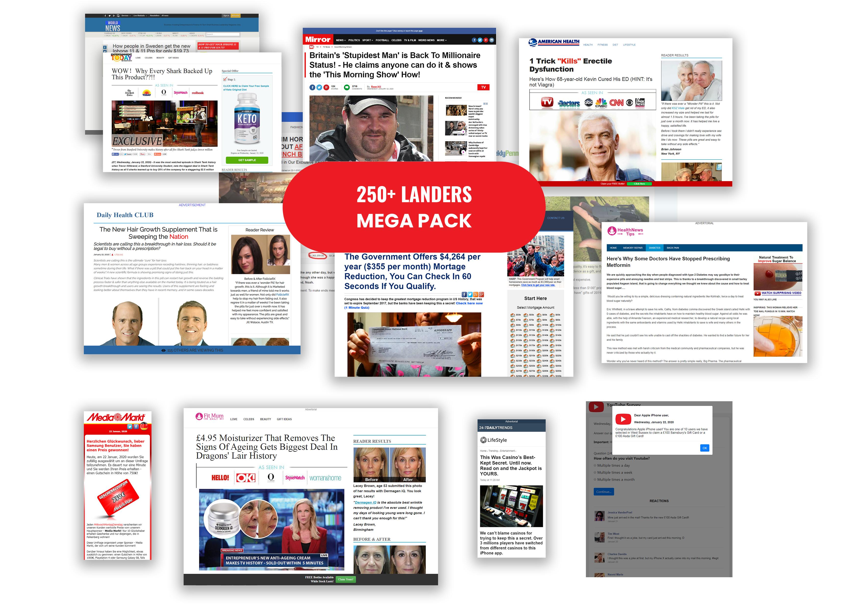 I will provide 250 advertorial landing pages for native ads