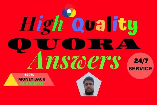 Posting high quality 5 Quora Answers including your keywords and URL