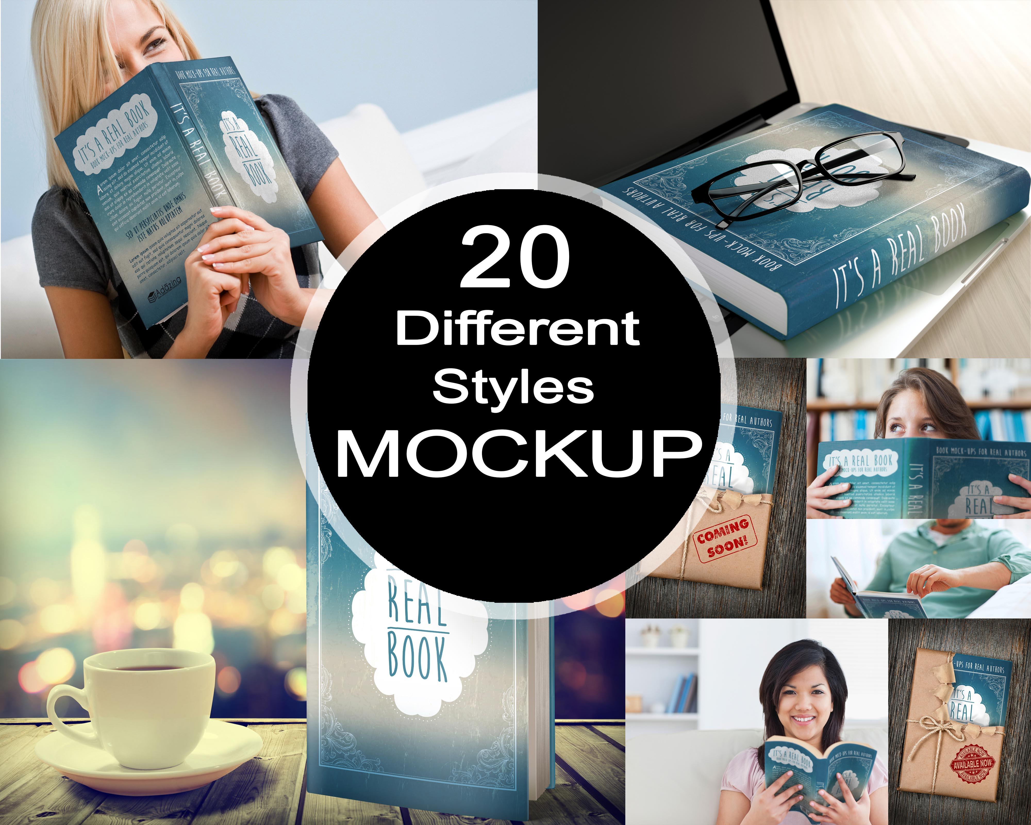 Amazing 3d book cover mockup in 20 different styles
