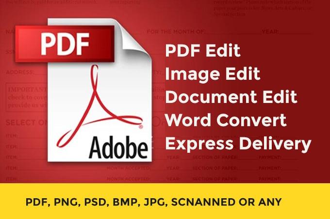 I will do pdf edit document edit scan image edit