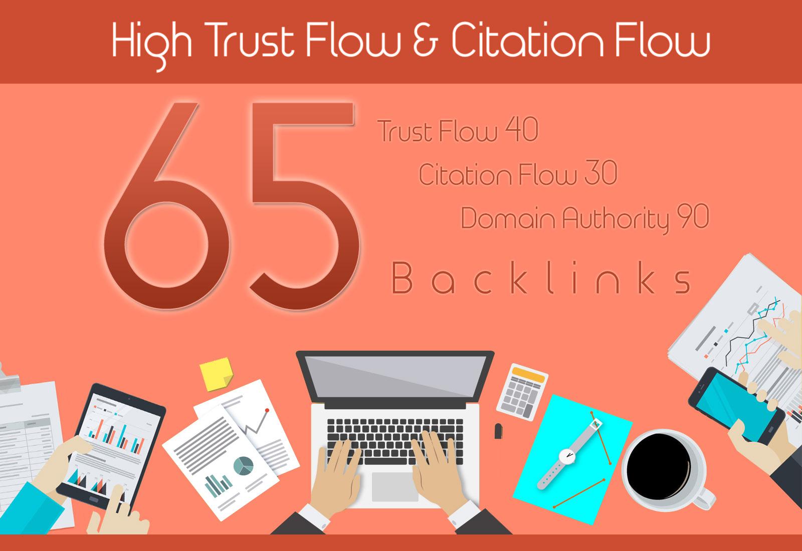 I Will Create 65 High Trust Flow And Citation Flow Backlinks On High DA