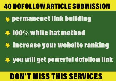 Write and publish 40 HQ article submission on unique domain 