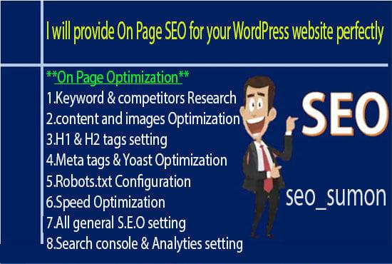 I will provide wordpress onpage SEO services perfectly