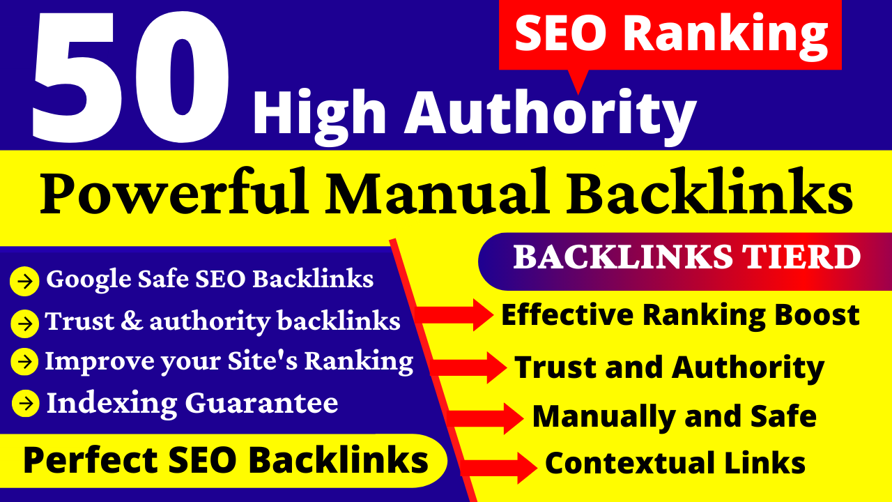 50+ High Authority DA 90+ Dofollow Backlinks. EDU, Web2, PBN, Profile & Link Building Service