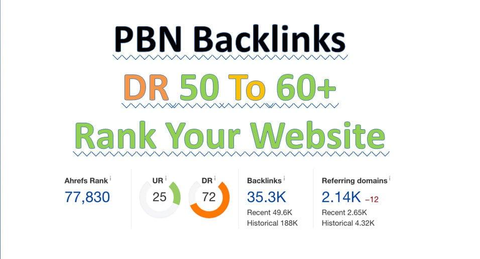 I will create 10 dofollow pbn backlinks with DR 50+ for your website Ranking