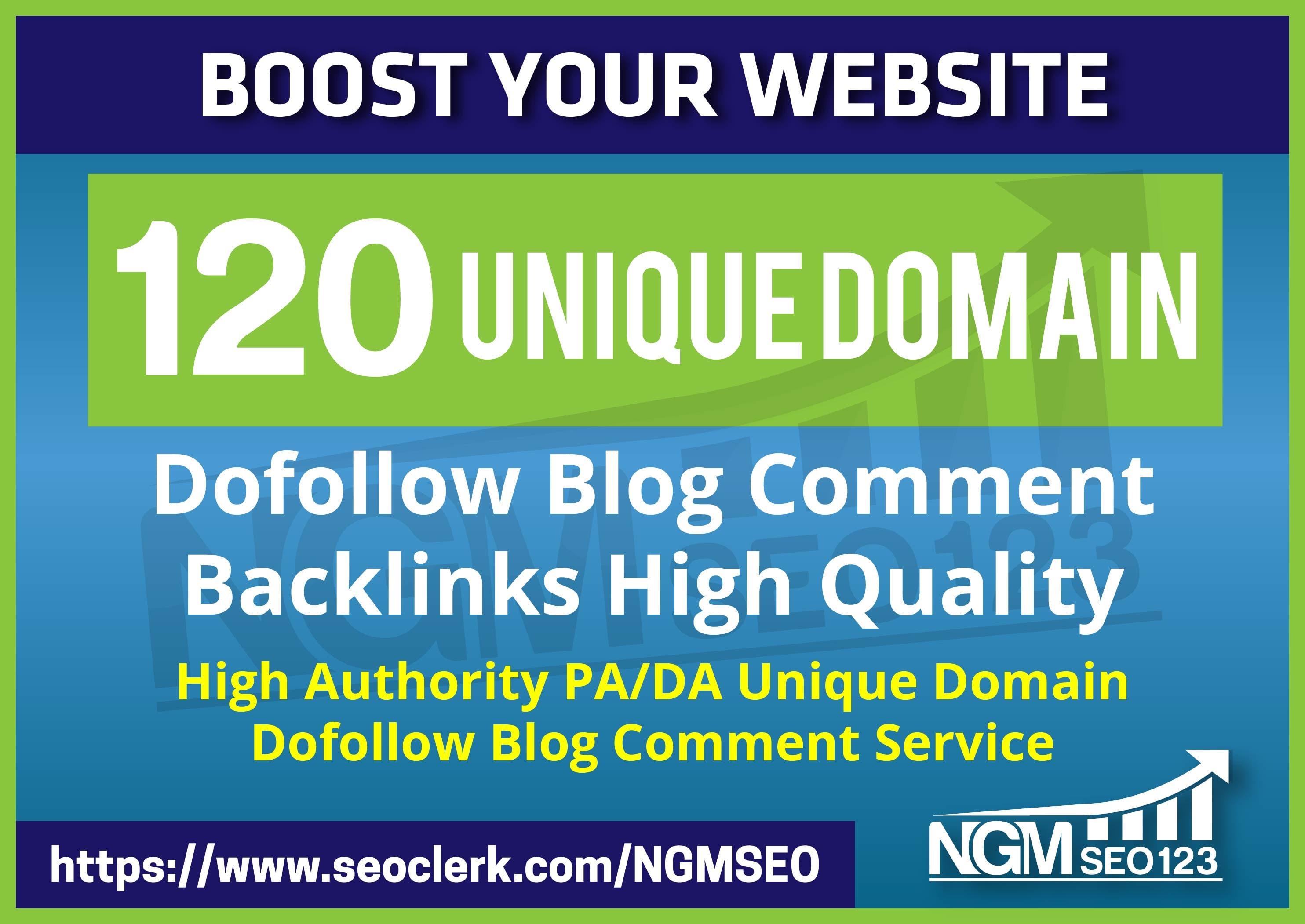 Provide 120 Unique Domain SEO Backlinks on tf100 da100 sites