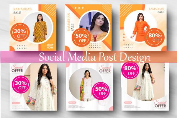 I will design 7 attractive instragram, facebook post social media post