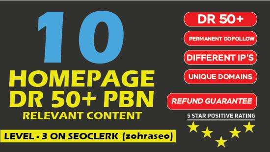 Build 10 Powerful Homepage Permanent Dofollow PBN's with DR 50 Plus