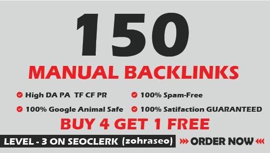 Build 150 manual Dofollow Backlinks on high authority backlinks