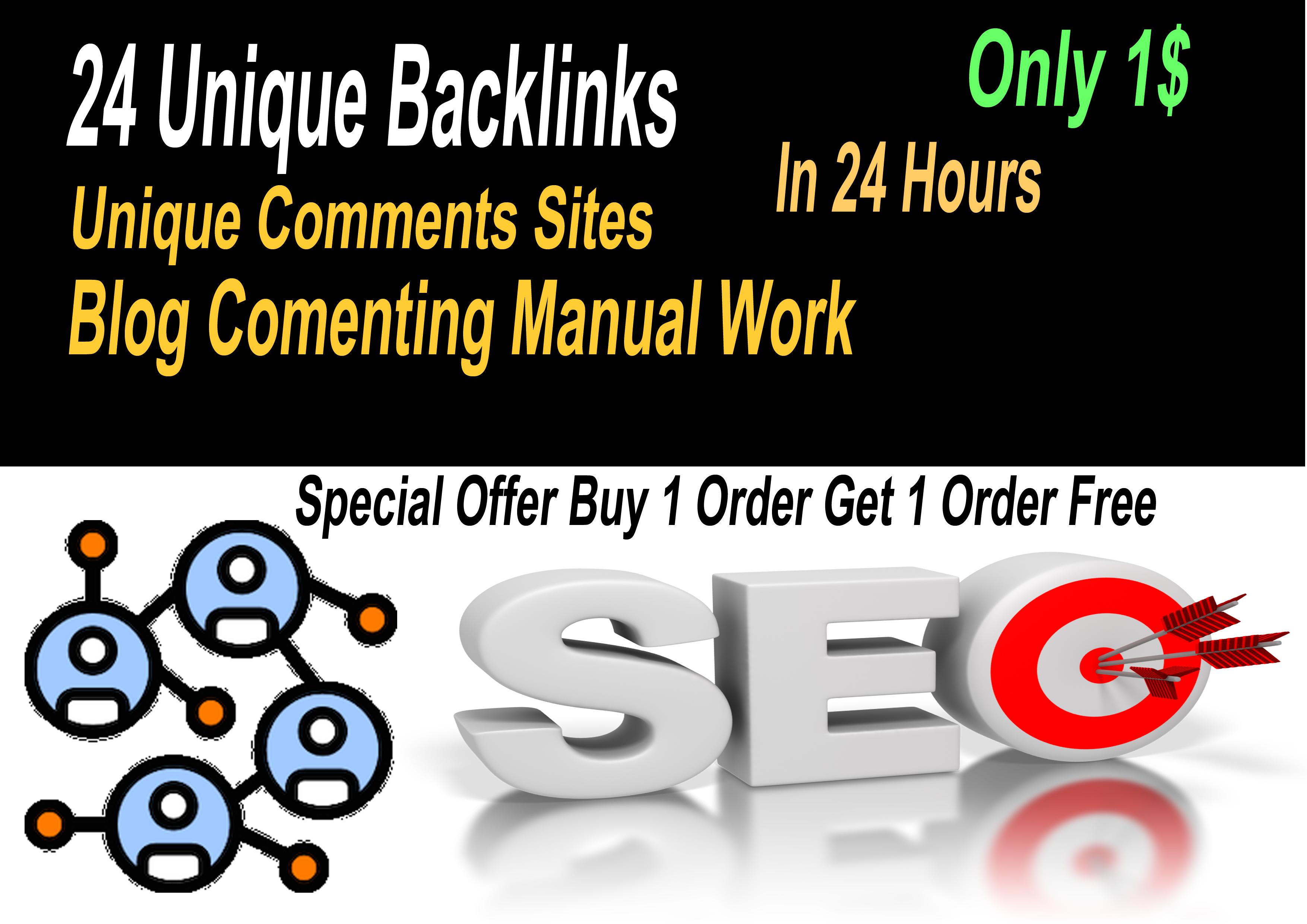 I will do 24 Unique Backlinks with Blog comment