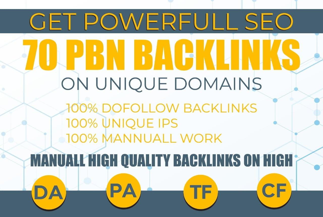 GET POWERFUL SEO 70 PBN BACKLINKS ON UNIQUE DOMAINS