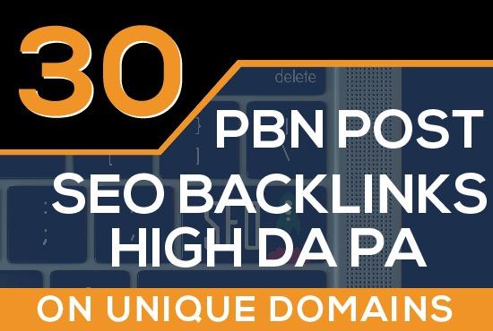 30 High Quality PBN Backlinks with High +DR 40+