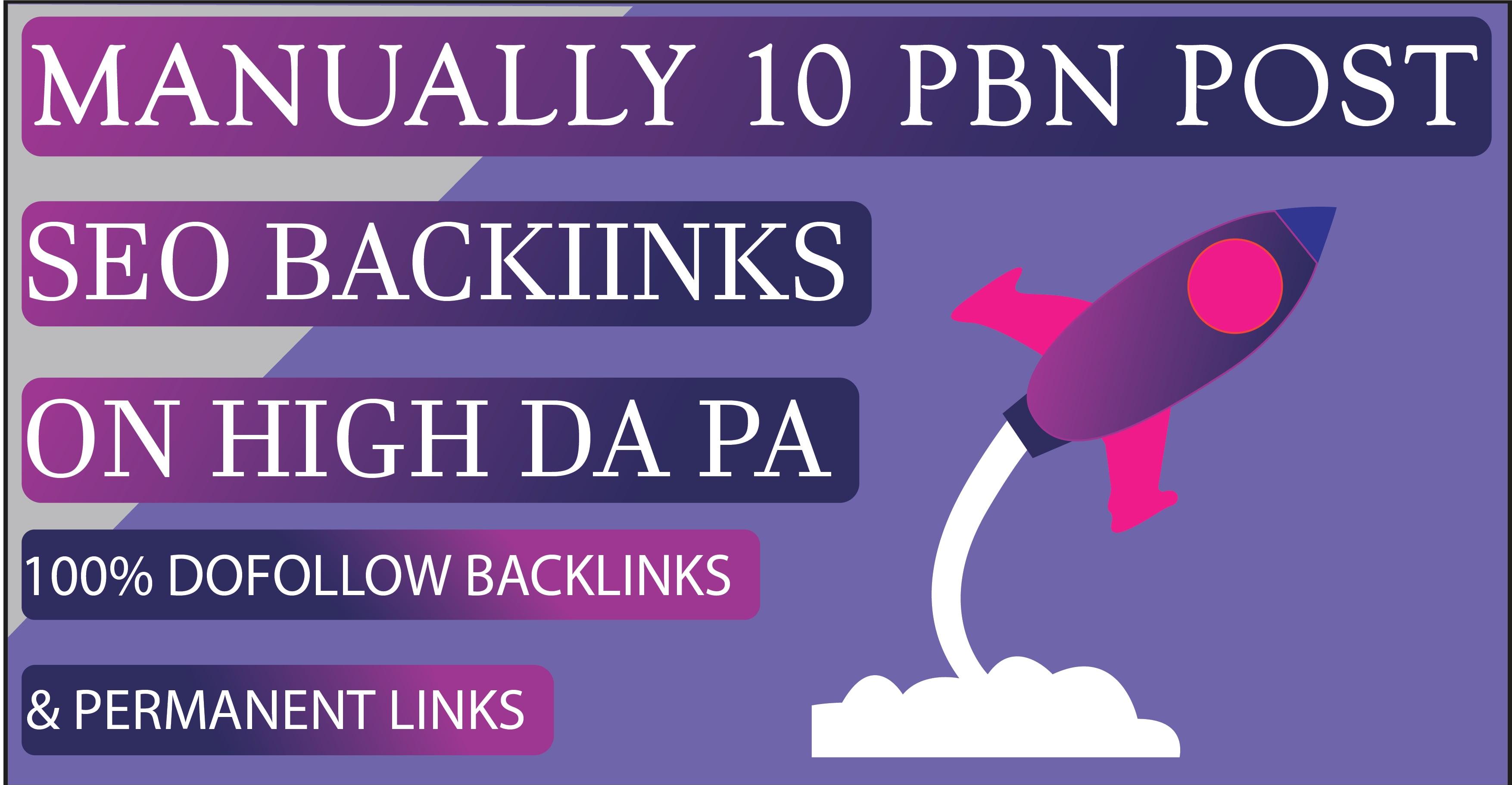 Manually 10 PBN Post SEO Backlinks On High DA PA