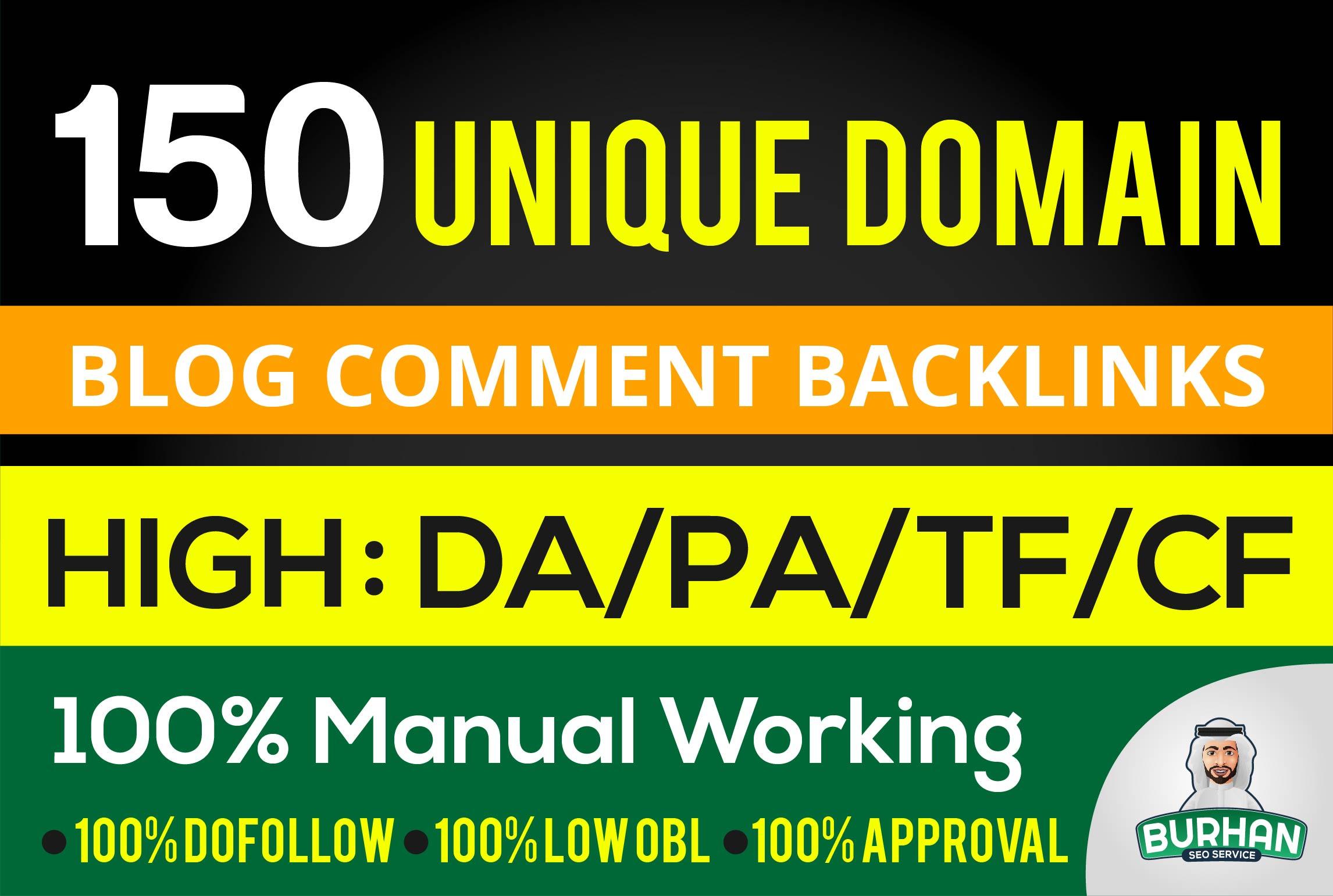 provide 150 unique domain SEO backlinks DA 100 site