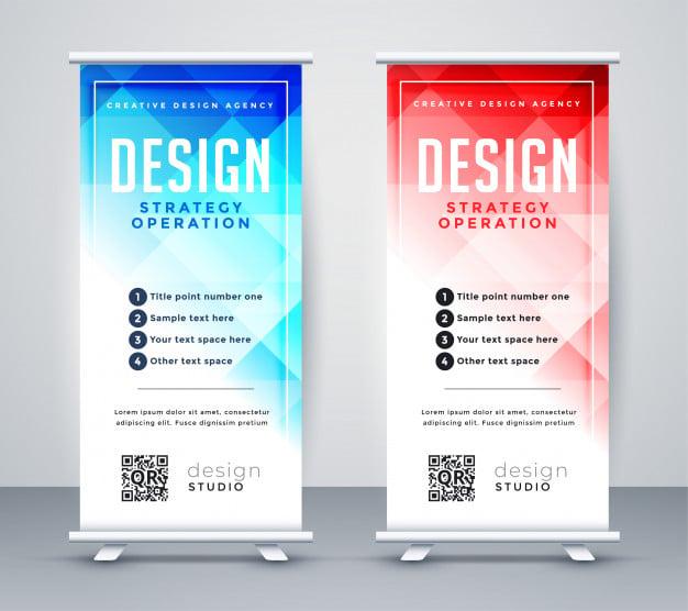 I will create a roll up banners, pull up banners for your business