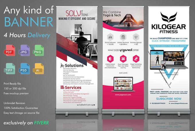 I will create a roll up banners, pull up banners for your business