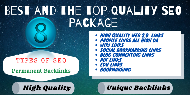 Boost your website Rank with Manually Build 8 Types of SEO Backlinks package
