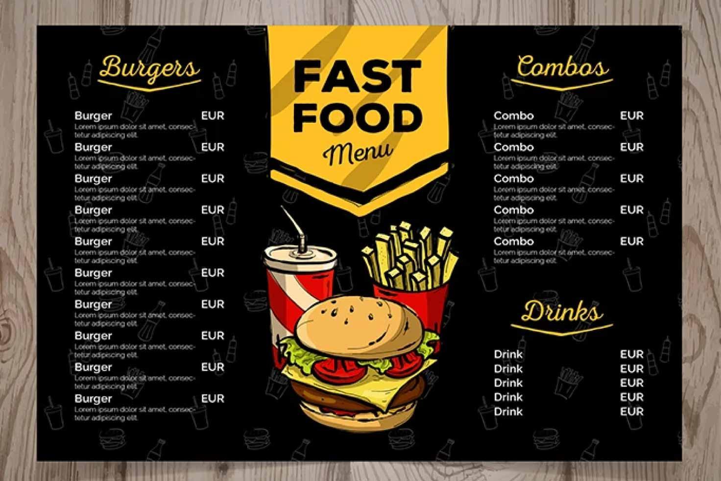 I will design attractive restaurant menu