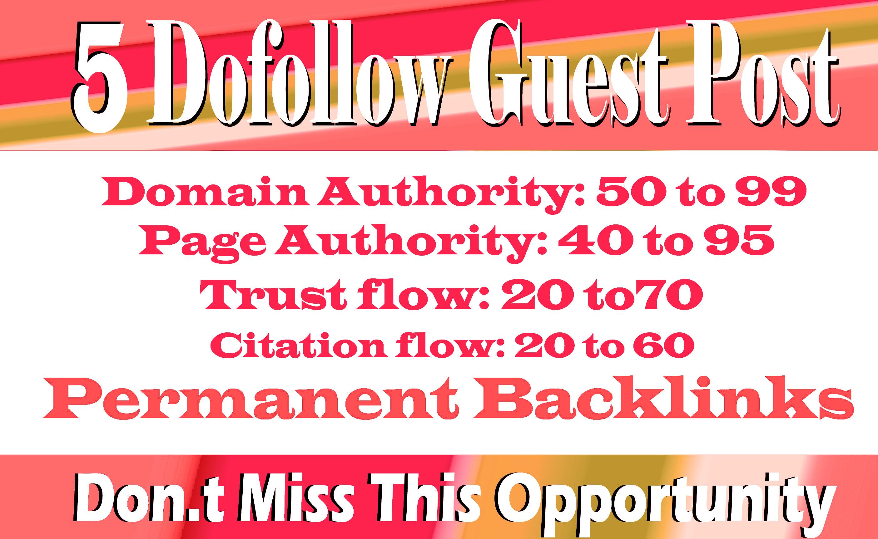 Publish High- Quality 5 Guest Contents on Top 5 Sites with Backlinks